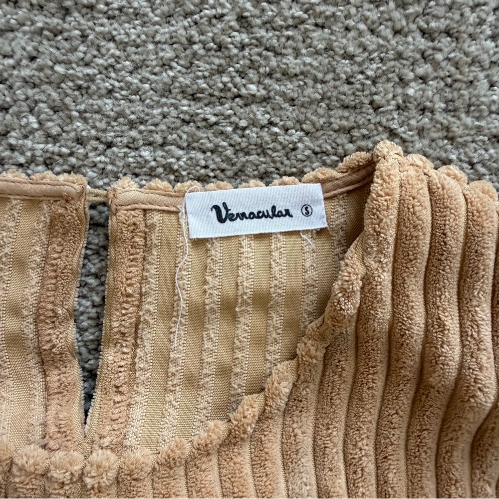 Camel Corduroy Ribbed Two-Piece Lounge Set - Picture 3 of 5